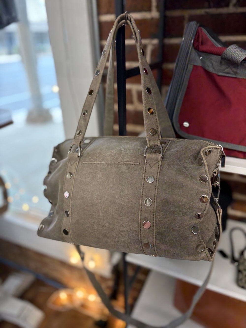 Hammitt Taupe Stud-Trim Shoulder Bag